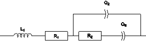 L1+R1+Q2/(R2+Q3) equivalent electrical circuit.